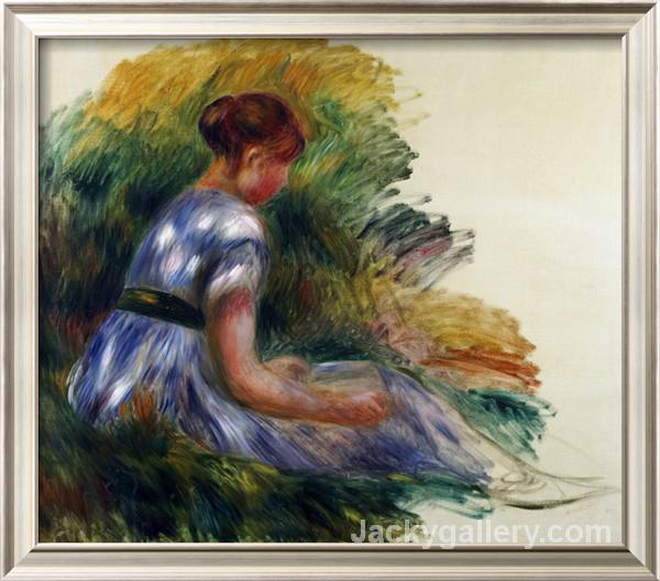 Young Girl Sitting in the Grass by Pierre Auguste Renoir paintings reproduction